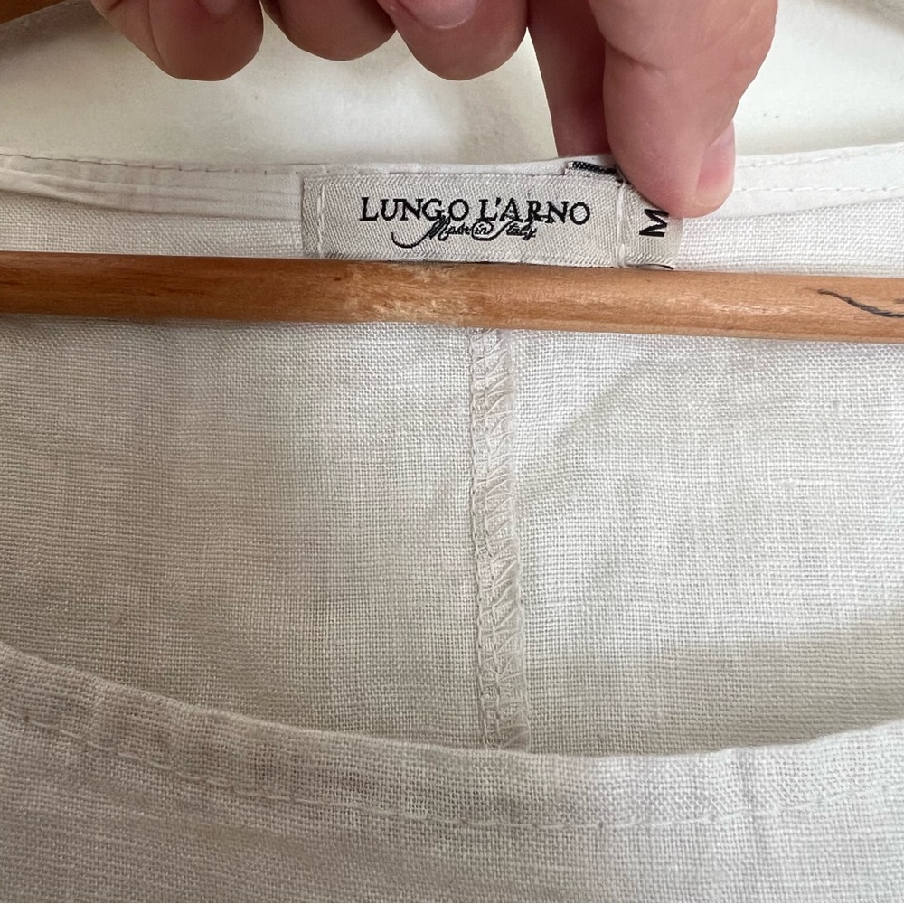 Lungo L’Arno Made in Italy Beige Linen Top Women’s Size Medium - Picture 4 of 9